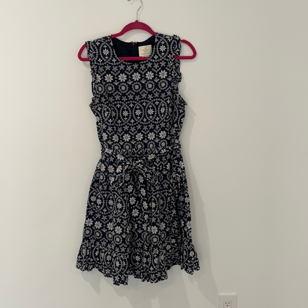 Kate Spade Navy and White Eyelet dress
